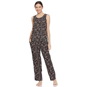 amazon brand - eden amp ivy women39s cotton regular fit sleveless top and pajama night suit night wear  co-ord set  lounge wear set