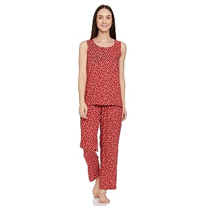 amazon brand - eden amp ivy women39s cotton regular fit sleveless top and pajama night suit night wear  co-ord set  lounge wear set