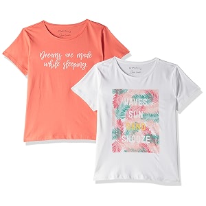 amazon brand - eden amp ivy women39s t-shirt regular fit pyjama top pack of 2 eiswtro-08_pink1_s
