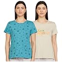 Amazon Brand - Eden &amp; Ivy Women's Solid Cotton Stretch Half Sleeve Round Neck Regular Fit T-Shirt (Assorted Prints) (Available in Plus Sizes)