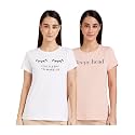 Amazon Brand - Eden &amp; Ivy Women's Solid Regular T-Shirt (Pack of 2) (ENISS22WTE501_Pink &amp; White XS)