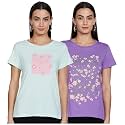 Amazon Brand - Eden &amp; Ivy Women's Solid Cotton Stretch Half Sleeve Round Neck Regular Fit T-Shirt (Assorted Prints) (Available in Plus Sizes)