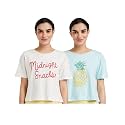 Amazon Brand - Eden &amp; Ivy Women's Regular T-Shirt (Pack of 2) (ENISS22WTE501_White &amp; Blue XL)