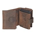 Amazon Brand – Eono Denver Genuine Leather &amp; Aluminium RFID Blocking 13 Card Holder Wallet Large Coin Pouch Easy Access ID Window Ultra Strong Stitching (10CM X 7CM) Slim Size