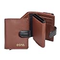 Eono Men Leather Denver RFID Blocking 13 Card Holder Wallet Large Coin Pouch Easy Access ID Window Ultra Strong Stitching, Navy