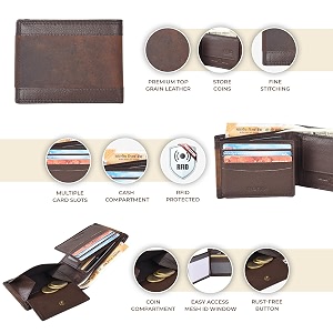 amazon brand  eono lucifer genuine leather front pocket minimalist rfid blocking multiple card case holder for men easy access id window ultra strong stitching