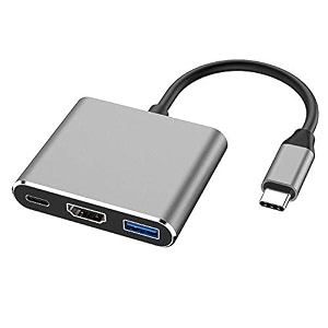 amazon brand - eono usb c to hdmi adapter type c to hdmi 4k usb 30 port usb c charging port converter adapter compatible with macbook ipad pro surface grey