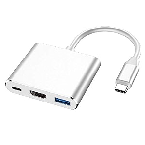 amazon brand - eono usb c to hdmi adapter type c to hdmi 4k usb 30 port usb c charging port converter adapter compatible with macbook ipad pro surface silver