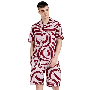 amazon brand - inkast men39s geometric printed half sleeve viscose shirtco-ord sets regular fit