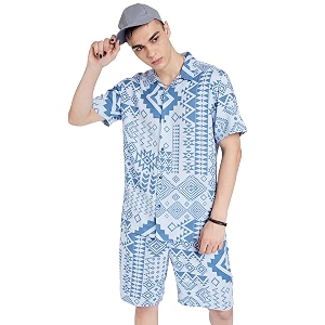 amazon brand - inkast men39s printed half sleeve viscose shirtco-ord sets regular fit