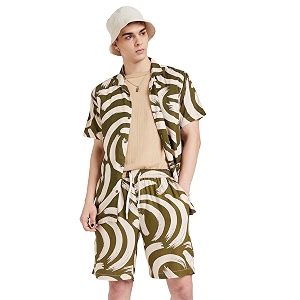amazon brand - inkast men39s geometric printed half sleeve viscose shirtco-ord sets regular fit
