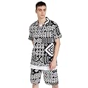 Amazon Brand - INKAST Men's Printed Half Sleeve Viscose Shirt/Co-Ord Sets (Regular Fit)