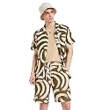 Amazon Brand - INKAST Men's Geometric Printed Half Sleeve Viscose Shirt/Co-Ord Sets (Regular Fit)