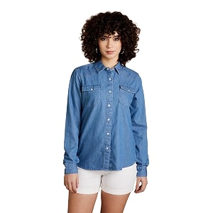 amazon brand - inkast women women39s denim full sleeve regular fit western shirt