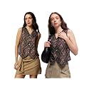 Amazon Brand - INKAST Women Waistcoat | Sleeveless Tops | Blouse | Stylish Fashion-Forward | V Neck | Casual Wear (Pack of 2)