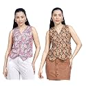 Amazon Brand - INKAST Women Waistcoat | Sleeveless Tops | Blouse | Stylish Fashion-Forward | V Neck | Casual Wear (Pack of 2)