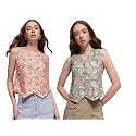 Amazon Brand - INKAST Women Waistcoat | Sleeveless Tops | Blouse | Stylish Fashion-Forward | V Neck | Casual Wear (Pack of 2)