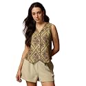 Amazon Brand - INKAST Women Floral Printed Button Down V-Neck Tunic Top|Sleeveless|Ethnic Crop Top