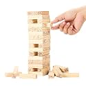 Amazon Brand - Jam &amp; Honey- 54pcs Premium Hardwood Tumbling Tower,4 Dices | Wooden Building Blocks | Stacking Tower Game |Party Game, Birthday Gift for Adults and Kids Age 6+, Multiplayers