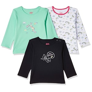 amazon brand - jam amp honey baby-girl39s 100 soft amp pure cotton long sleeve stylish comfy printed t-shirts pack of 3