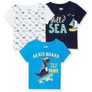 amazon brand - jam amp honey baby boys 100 cotton printed half sleeves t-shirt  age 2-12 years pack of 3