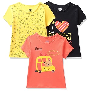 amazon brand - jam amp honey baby boys 100 cotton printed half sleeves t-shirt  age 2-12 years pack of 3