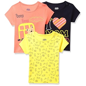 amazon brand - jam amp honey baby boys 100 cotton printed half sleeves t-shirt  age 2-12 years pack of 3