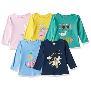 amazon brand - jam amp honey baby-girl39s regular fit 100 soft amp pure cotton long sleeve stylish comfy printed t-shirts