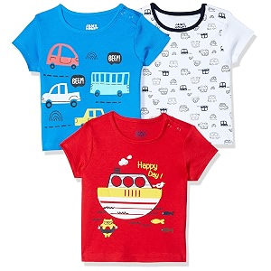 amazon brand - jam amp honey baby boys 100 cotton printed half sleeves t-shirt  age 2-12 years pack of 3