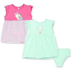 amazon brand - jam amp honey baby-girl39s 100 soft amp pure cotton above the knee short sleeve casual dress with panty set