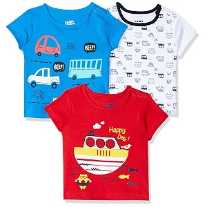 amazon brand - jam amp honey baby boys 100 cotton printed half sleeves t-shirt  age 2-12 years pack of 3