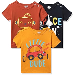 amazon brand - jam amp honey baby boys 100 cotton printed half sleeves t-shirt  age 2-12 years pack of 3