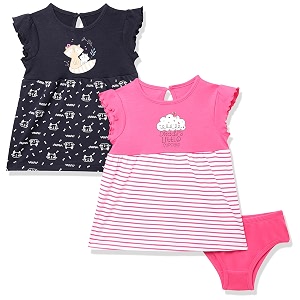 amazon brand - jam amp honey baby-girl39s 100 soft amp pure cotton above the knee short sleeve casual dress with panty set