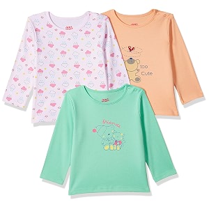 amazon brand - jam amp honey baby-girl39s 100 soft amp pure cotton long sleeve stylish comfy printed t-shirts pack of 3