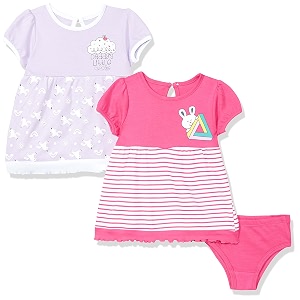 amazon brand - jam amp honey baby-girl39s 100 soft amp pure cotton above the knee short sleeve casual dress with panty set
