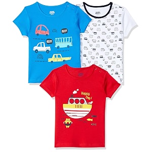 amazon brand - jam amp honey baby boys 100 cotton printed half sleeves t-shirt  age 2-12 years pack of 3