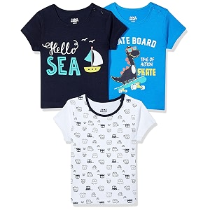 amazon brand - jam amp honey baby boys 100 cotton printed half sleeves t-shirt  age 2-12 years pack of 3