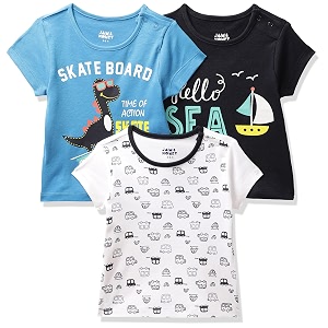 amazon brand - jam amp honey baby boys 100 cotton printed half sleeves t-shirt  age 2-12 years pack of 3