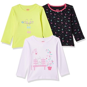 amazon brand - jam amp honey baby-girl39s 100 soft amp pure cotton long sleeve stylish comfy printed t-shirts pack of 3