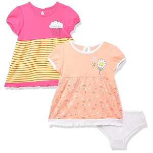amazon brand - jam amp honey baby-girl39s 100 soft amp pure cotton above the knee short sleeve casual dress with panty set