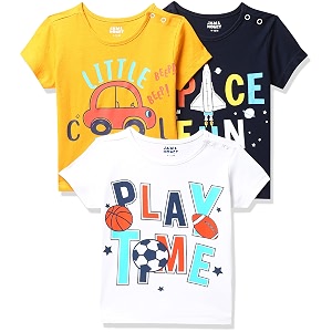 amazon brand - jam amp honey baby boys 100 cotton printed half sleeves t-shirt  age 2-12 years pack of 3