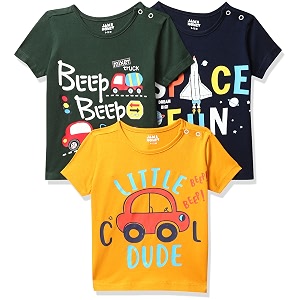 amazon brand - jam amp honey baby boys 100 cotton printed half sleeves t-shirt  age 2-12 years pack of 3
