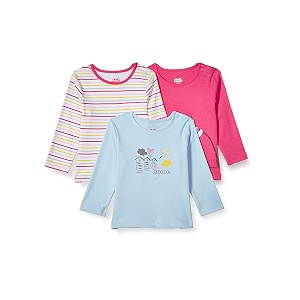 amazon brand - jam amp honey baby-girl39s 100 soft amp pure cotton long sleeve stylish comfy printed t-shirts pack of 3
