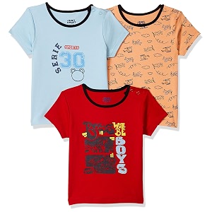 amazon brand - jam amp honey baby boys 100 cotton printed half sleeves t-shirt  age 2-12 years pack of 3