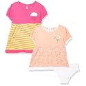 Amazon Brand - Jam &amp; Honey Baby-Girl's 100% Soft &amp; Pure Cotton Above The Knee Short Sleeve Casual Dress with Panty Set