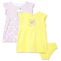 Amazon Brand - Jam &amp; Honey Baby-Girl's 100% Soft &amp; Pure Cotton Above The Knee Short Sleeve Casual Dress with Panty Set