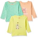Amazon Brand - Jam &amp; Honey Baby-Girl's 100% Soft &amp; Pure Cotton Long Sleeve Stylish Comfy Printed T-Shirts (Pack of 3) Multicolour