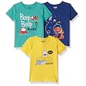 Amazon Brand - Jam &amp; Honey Boys Cotton Graphic Printed Half Sleeves T-Shirt | Regular Fit | Soft &amp; Breathable (Available in Pack of 3 &amp; Pack of 5) (2 to 8 Years)