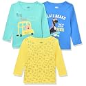 Amazon Brand - Jam &amp; Honey Baby Boy's Full Sleeves T-Shirt | 100% Cotton Printed Regular Fit T-Shirts | New Born Baby Clothes - 0 to 24 Months (Pack of 3)