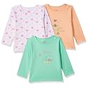 Amazon Brand - Jam &amp; Honey Baby-Girl's 100% Soft &amp; Pure Cotton Long Sleeve Stylish Comfy Printed T-Shirts (Pack of 3)